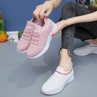 Zapatos de mujer tejidos con zapatillas casuales ligeras de color sólido para uso diario - details 4