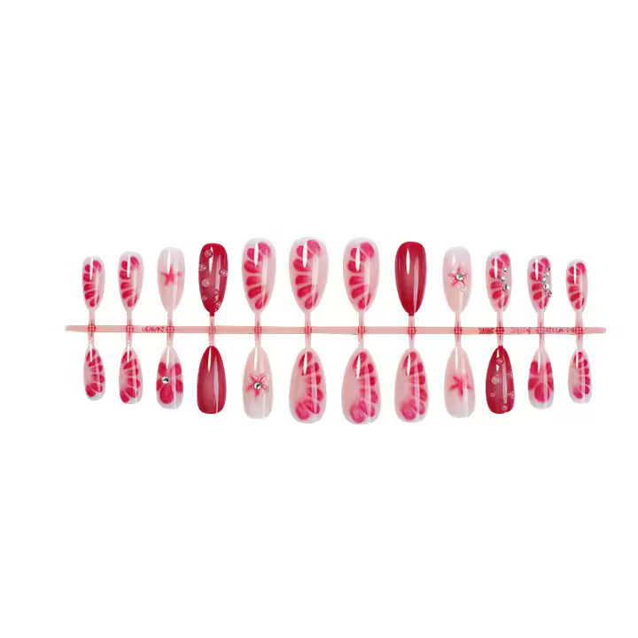 Wearable uñas flores strass estilo europeo y americano hojas de uñas acabado 24 piezas - 1