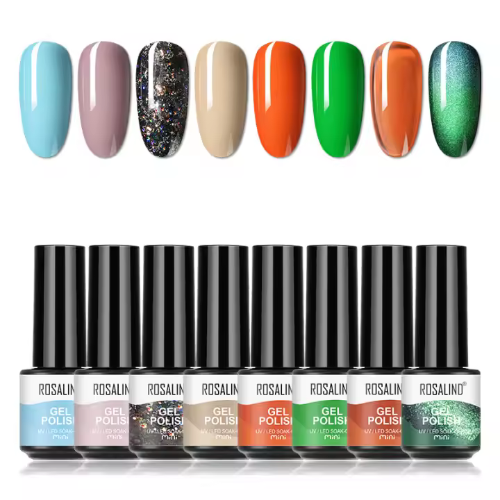 Rosalind-Juego de esmaltes en Gel para uñas, barniz semipermanente con purpurina, Ojos de gato, Base superior mate, capa superior, para manicura artística, 4/6/8 piezas - 1