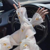 Mangas de Sol de Girasol de Seda de Hielo Transpirable Anti-UV Protección de Brazo Deportiva y al Aire Libre para Verano - details 3
