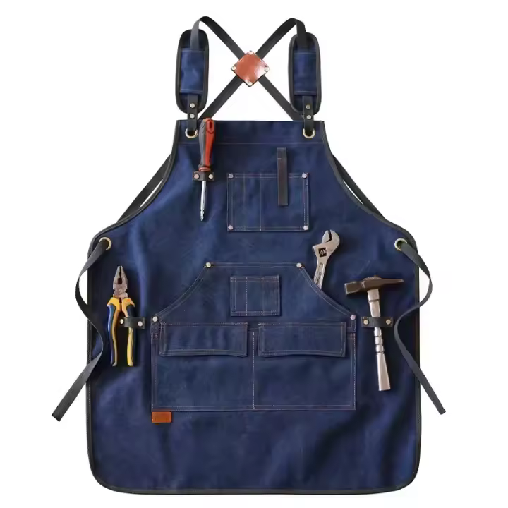 Delantal de lona para hombre y mujer, ropa de trabajo para camarero, restaurante, barbería, panadería, cafetería, jardinería, carpintero - 1