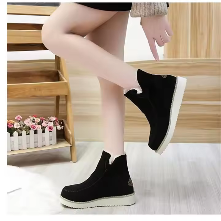Botines de algodón para mujer, botas de nieve cálidas de felpa con suela gruesa a la moda para invierno 2023 - 1