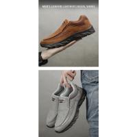 Zapatos informales de cuero para hombre, mocasines transpirables, zapatillas de deporte para hombre, calzado plano de cuero cómodo, zapatillas de deporte para hombre 2024 - details 1