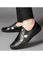 Zapatos de hombre 2025 nuevo verano hueco transpirable con agujeros, zapatos Oxford con suela antideslizante, zapatos de conducción transpirables, zapatos casuales de cuero para hombre - details 5
