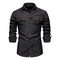 Camisa vaquera lavada de alta calidad para hombre, camisa informal de manga larga de algodón, otoño 2024 - details 5
