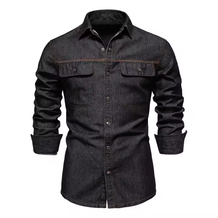 Camisa vaquera lavada de alta calidad para hombre, camisa informal de manga larga de algodón, otoño 2025 - 1