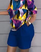 Conjunto de dos piezas estampado de manga corta para mujer, primavera verano - details 45