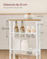Carro de 4 Niveles, Carro Estrecho de Cocina con Ruedas, con Asa, para Espacio Reducido, 22 x 45,4 x 77 cm, para Cocina, Baño, Salón, Estudio, Marrón Rústico y Negro LRC033B01 - details 26