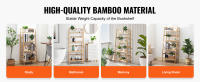 SucceBuy Estante de escalera de bambú, estantería y expositor, soporte independiente para plantas para baño, dormitorio, oficina, estudio, madera natural - details 5