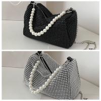 Bolso de mano de gran capacidad con diamantes de imitación, bolso de hombro con cadena de perlas, pequeño bolso cuadrado, bolso de almohada, bolso de cosméticos, bolso de hombro para mujer, fiesta - details 1