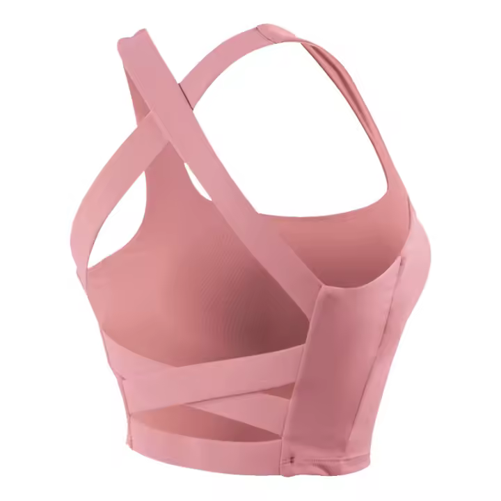 Top deportivo sin mangas con espalda cruzada para mujer, a prueba de golpes, para correr, fitness, con acolchado, sujetador de yoga. - 1
