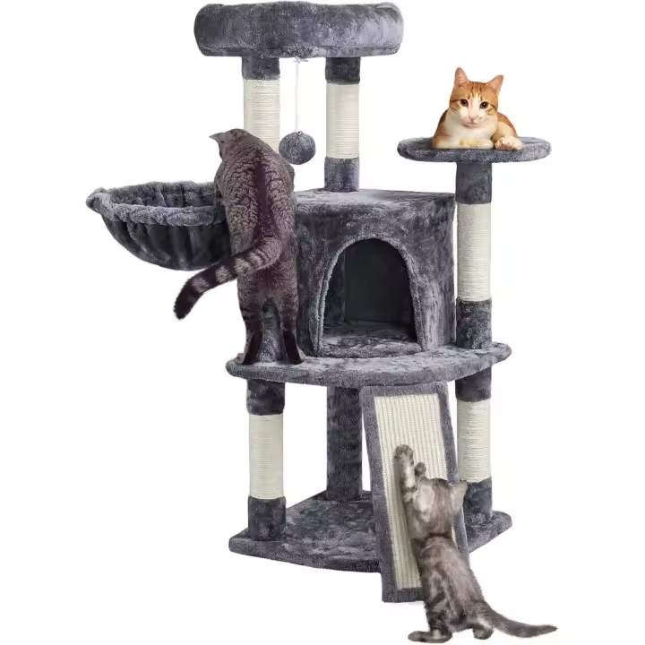 Rascador para Gatos Árbol para Gatos Pequeño Torre de Escalada Felpa para Gatito 106cm Gris - 1