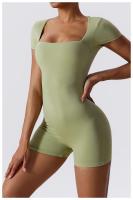 Mono de Yoga de Manga Corta para Mujer Ajustado Secado Rápido Entrenamiento de Danza Traje de Fitness Conjunto de Salto Alto Material Exterior de Nylon - details 19