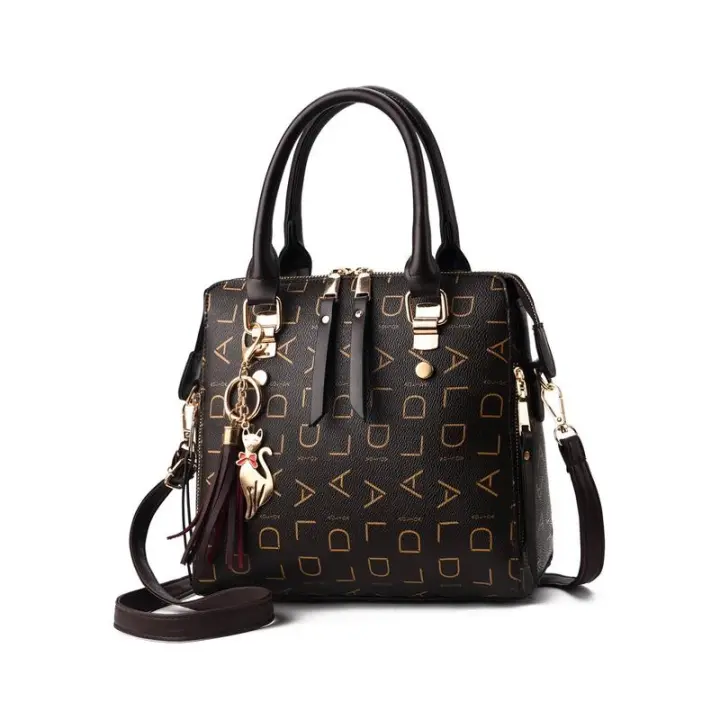 Bolso de Mano de Letras de Moda Bolso de Hombro de Cuero PU con Borlas Gran Capacidad - 1