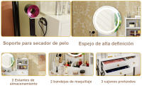 Rcynview Unidad de VANITY Moderna con Espejo, 3 Cajones, 3 Compartimentos Abiertos, Estilo de Mueble para Dormitorio o Escritorio - details 15