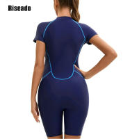 Uniforme de Baño de Una Pieza Ajuste Ajustado Material de Nylon Diseño de Bloques de Color - details 3