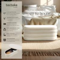 Taburete Almacenaje Bouclé, Carga: 120 kg, MDF, Puff Almacenaje, Taburete Dormitorio, Reposapies Puff, Zapatero Entrada Recibidor, Asiento Acolchado, Ideal Salón Hogar - 42 x 47 cm Crema - details 33