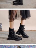 Botas Martin de cuero suave real, botas delgadas de verano para mujer, nuevas botas de plataforma para mujer, botas de primavera y otoño, botas individuales negras, botas cortas - details 8