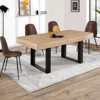 Mesa de comedor extensible rectangular para 6-10 personas, madera y negro, 160-200 cm - details 16
