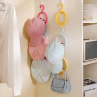 Estante para gorra de béisbol de plástico, colgador de almacenamiento de sombrero con forma redonda de Color brillante, soporte de exhibición de sombrero plegable montado en la pared para el hogar, 4 Uds. - details 2