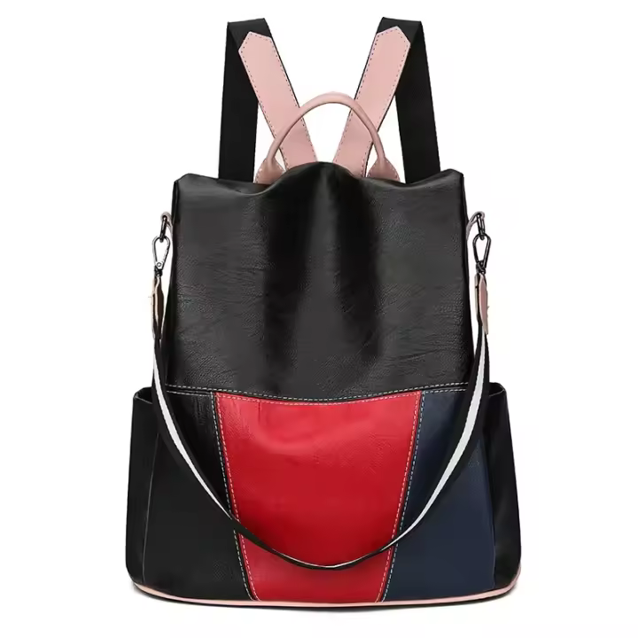 Mochila de cuero suave para mujer, ideal para viajes al aire libre, estilo de doble hombro - 1