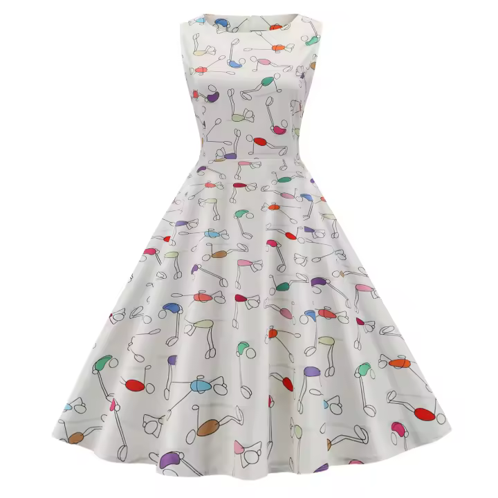 Vestido con vuelo pequeño para mujer nuevo estampado 2025 - 1