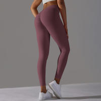 Pantalones de yoga con espalda en V para mujer, leggings sexys para entrenamiento Fiess, gimnasio, correr, cintura alta - details 43