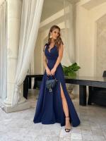 Vestido Largo de Noche Veraniego |   Elegante Diseño sin Mangas con Lazo en Hombros |   Vestido de Gala Unicolor para Bodas y Eventos |   Tejido Fluido y Transpirable |   Corte Elongante que Estiliza |   Tallas S-XXL - details 10