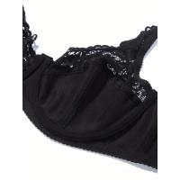 Sujetador Sexy de talla grande para mujer, ropa interior de encaje de contraste, cubierta completa, Mini sujetador ligero con lazo - details 1