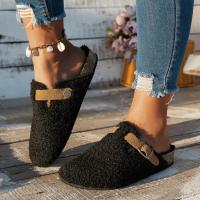 Zapatillas de mujer, zapatos de piel para mujer, novedad de invierno, zapatos planos con hebilla, plataforma para caminar, chanclas de felpa para mujer, botas interiores cálidas informales para mujer - details 5