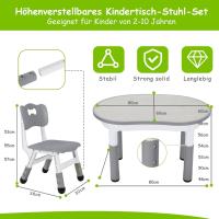 2 Sillas, Mesa y Sillas Infantiles con Forma de Cacahuete, Altura Ajustable, Mesa de Pintura para Niños, Juego de Mesa y Silla Infantil para Guardería y Jardín de Infancia, Amarillo - details 12