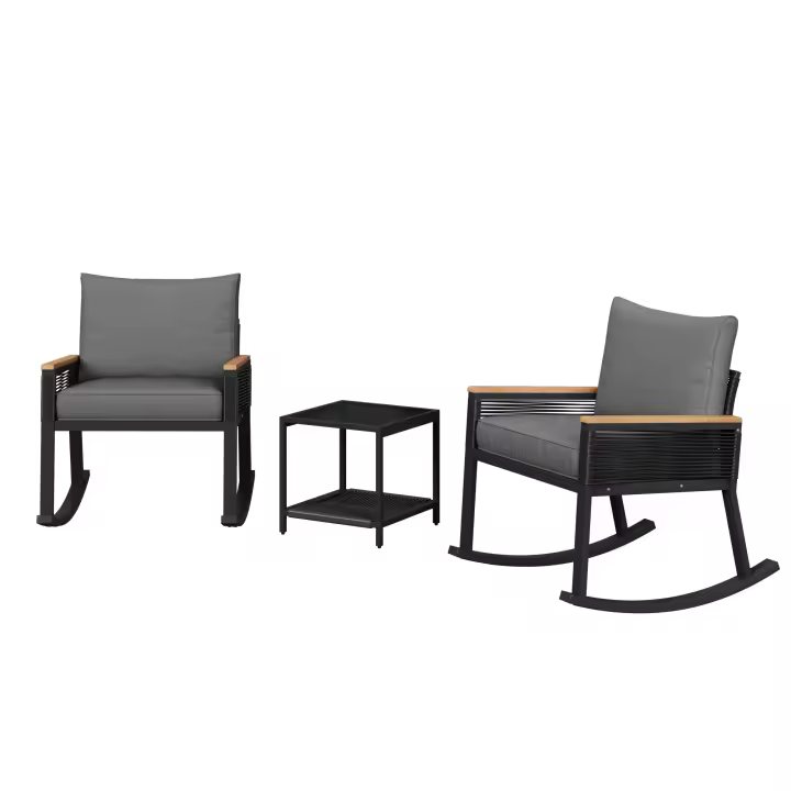 Conjunto de Exteriores de Hierro Set de Mesa de Jardín con Almohada y Retroco, Conjunto de Sofá de Vidrio con Cojín y Soporte de Espalda - 1