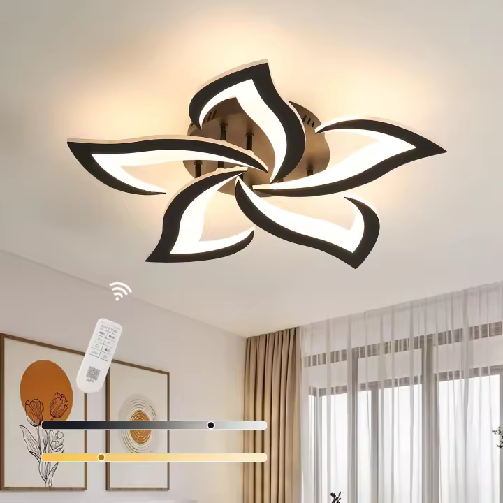 Plafón LED de Techo Negro 35-120W GOECO, Acrílico, 3000-6500K Dimmable con Control Remoto y APP, Iluminación Interior Moderna para Sala de estar, Comedor, Dormitorio, Oficina - 1