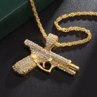 Cadena De Cuello Para Hombres Con Pendentivo De Pistola Y Submachine Gun Estilo Hip Hop Rock Joyería De Calle Versátil Para Regalo Y Fiesta - details 1
