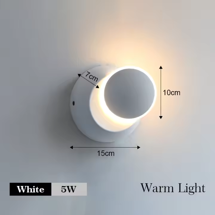 Lámpara LED de pared moderna para dormitorio, luz de pared de cabecera, CA 90V-260V, LED para interior, 360 giratorio, decoración de iluminación de pasillo del hogar de aluminio - 1