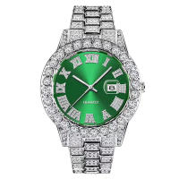 Reloj de hombre estilo hip-hop con esfera grande, calendario y diamantes. - details 3
