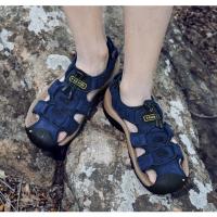 Sandalias deportivas de verano para hombre, sandalias para senderismo al aire libre, punta cerrada, cuero genuino, sandalias informales para caminar, zapatos de agua - details 21