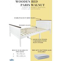 Cama Infantil Individual de Madera - Nogal - con somier, para niños, Color Blanco, Moderno y Elegante Mobiliario Pino, Espacio para Dormir: 70x140 cm - details 2