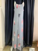 Vestido Largo De Corte Ancho Con Estampado De Plumas Y Cuello En V Sin Mangas Para Mujer Vestido Elegante Para El Escritorio Estilo Verano - details 7