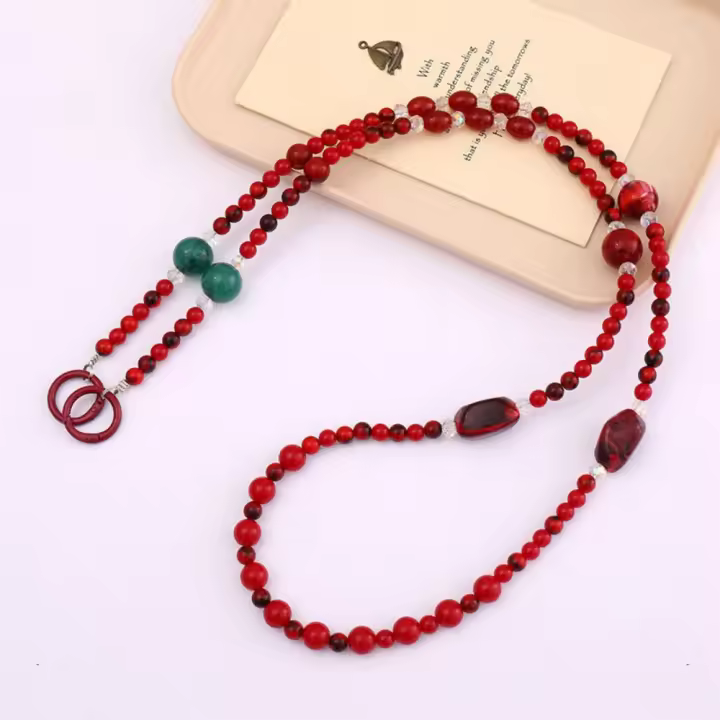 Correa cruzada para teléfono con cuentas, lazo, oso, cordón para teléfono móvil, antipérdida, correas para el cuello, funda para teléfono colgante - 1