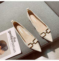Zapatos de noche de tacón bajo, boca poco profunda, punta puntiaguda para un estilo otoñal con falda. - details 18