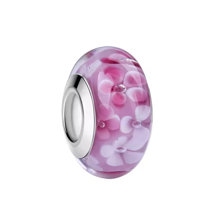 Pulsera ondulada de Plata de Ley 925 para fabricación de joyas, abalorio de cristal de Murano Rosa elegante, plata 925 Original - 1
