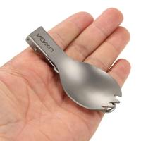 Vajilla plegable de titanio pulido mediano Lixada Spork, utilizada para cenas al aire libre, VIES, camping, mochilas - details 24
