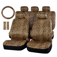 Funda con estampado de leopardo, almohadillas para cinturón, Protector de asiento de coche para volante Universal de 15" - details 0