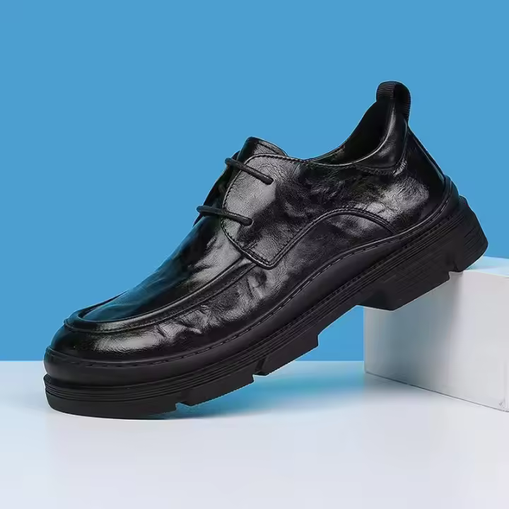 Zapatos casuales de negocios versátiles de cuero, zapatos individuales con plataforma, Nueva tendencia - 1
