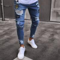 Vaqueros rotos de los hombres de moda versátil suelta elástica pantalones vaqueros de pierna pequeña - details 1