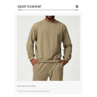 Sudadera deportiva casual de cuello redondo para hombres, color sólido, sudadera para uso en casa y viajes - details 0