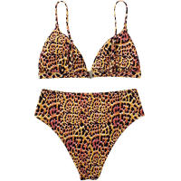 Bikini con estampado de leopardo para mujer, traje de baño de dos piezas con cuello en V profundo, Sexy, para playa, 2024 - details 5