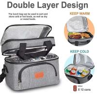 Bolsa de almuerzo Bento aislante de doble capa de gran capacidad, refrigerador portátil para Picnic, bolsa de hielo, bolsas térmicas impermeables para comida - details 2