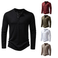 Hombres sudadera de los hombres de manga larga tops de los hombres de bambú de algodón Henley cuello de los hombres de la moda de manga larga camiseta - details 1
